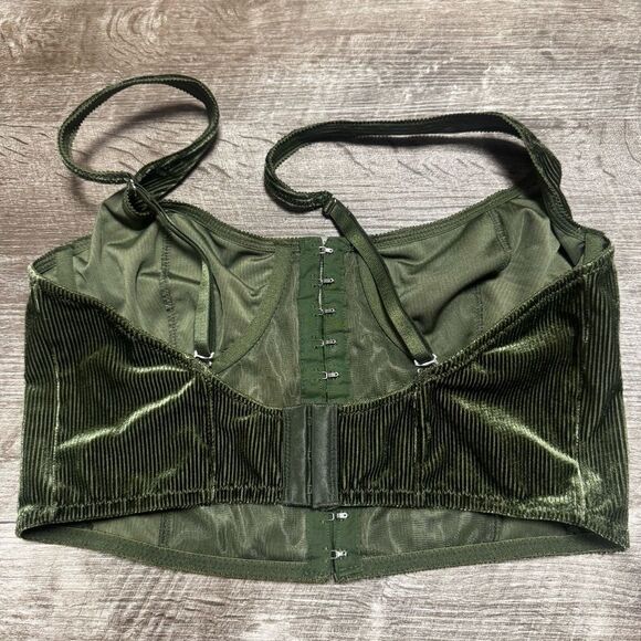 Urban Outfitters Olive Green Velvet Corset Crop Top - Picture 6 of 7